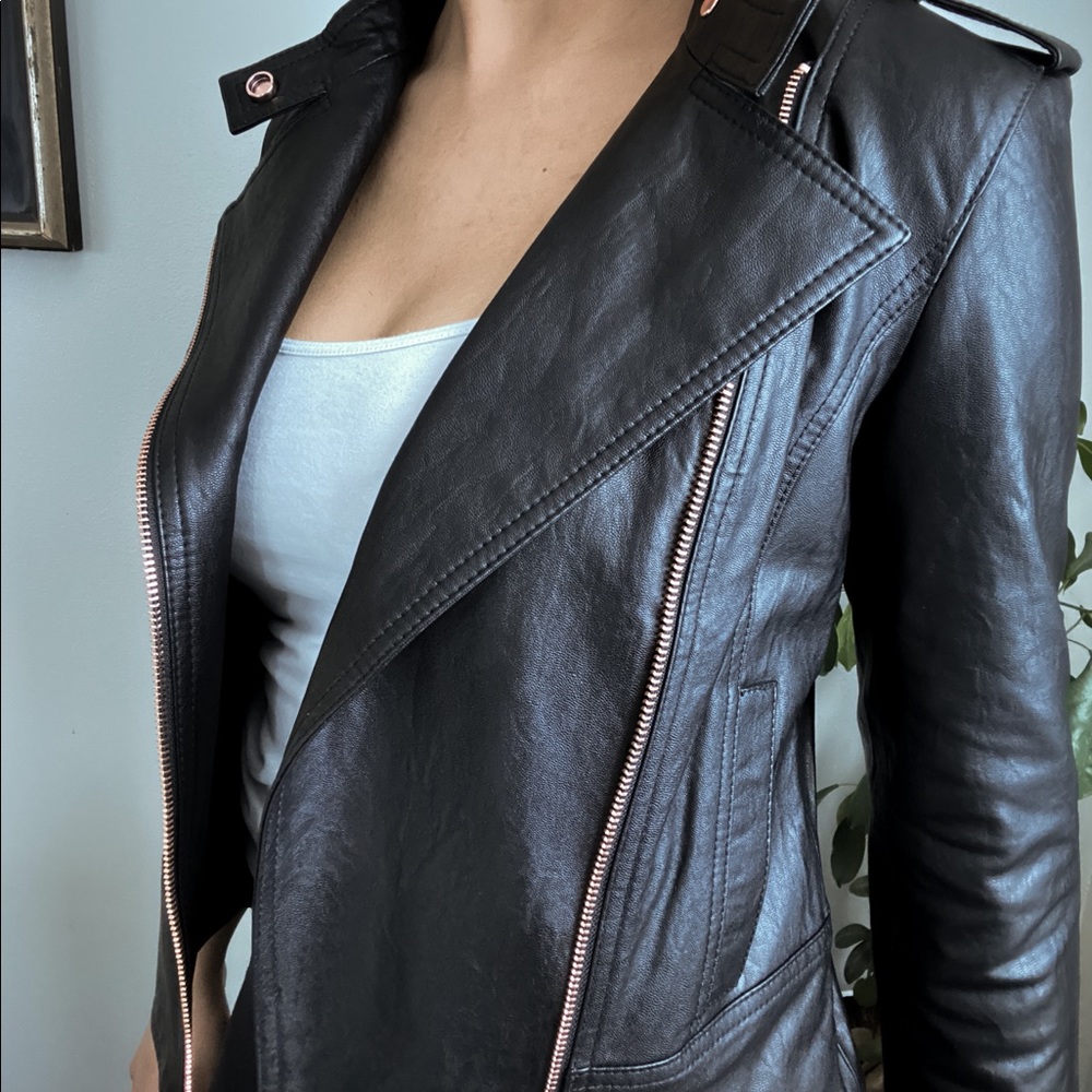 ♥️SOLD Armani Exhange Black Blouson Leather Jacket - Picture 4 of 9